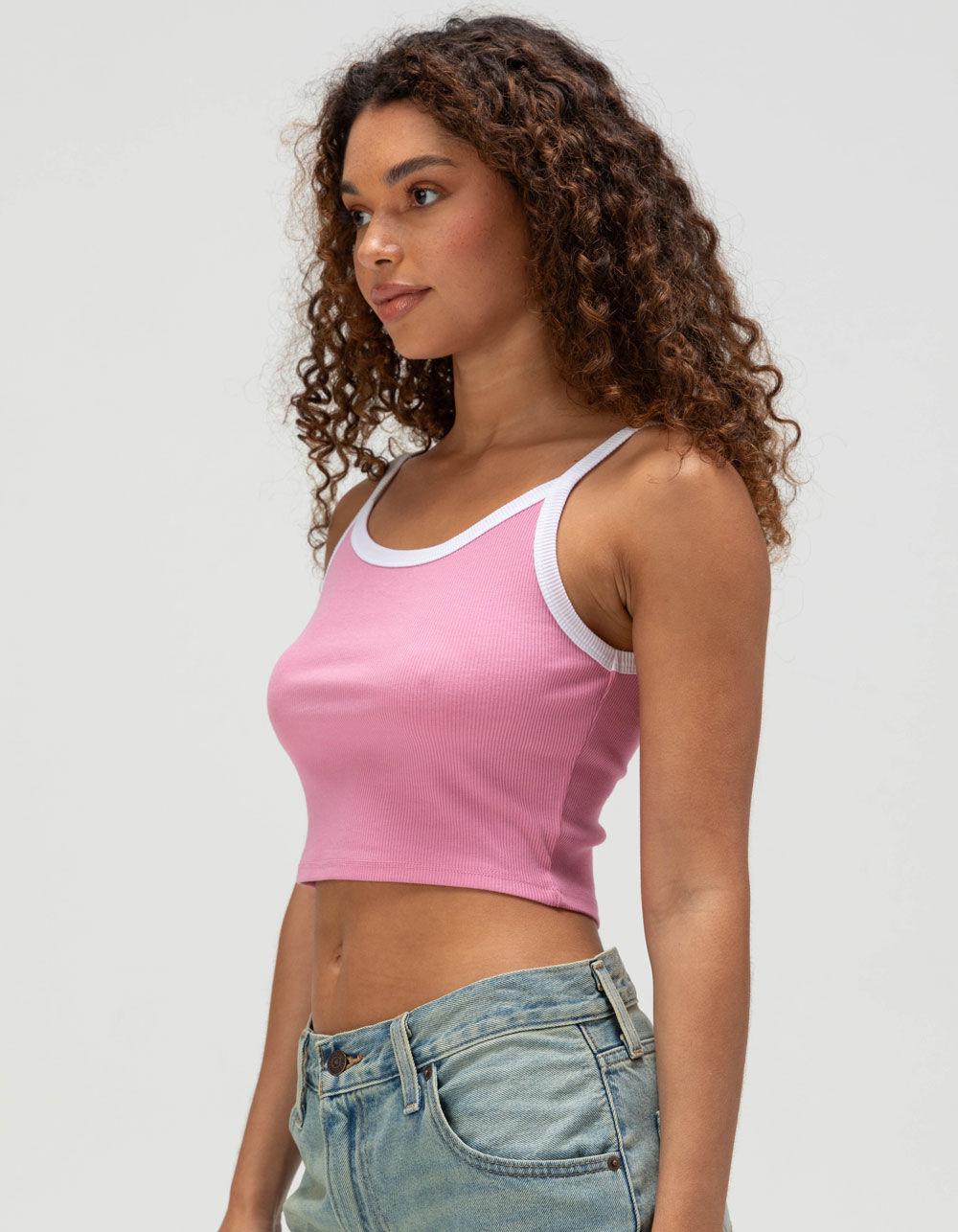 TILLYS Ringer Womens Cami - PINK/WHITE Product Image