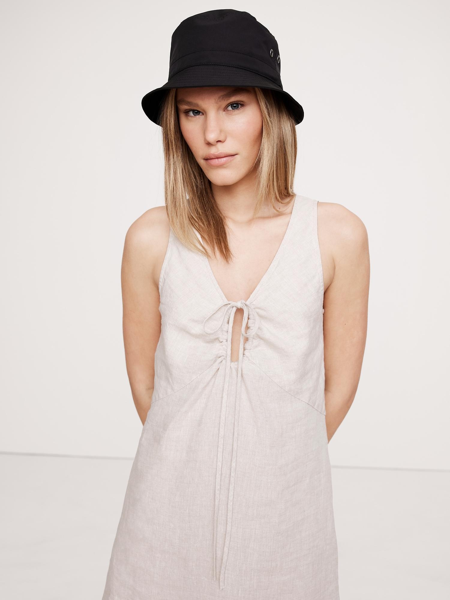 Linen Keyhole Midi Dress Product Image