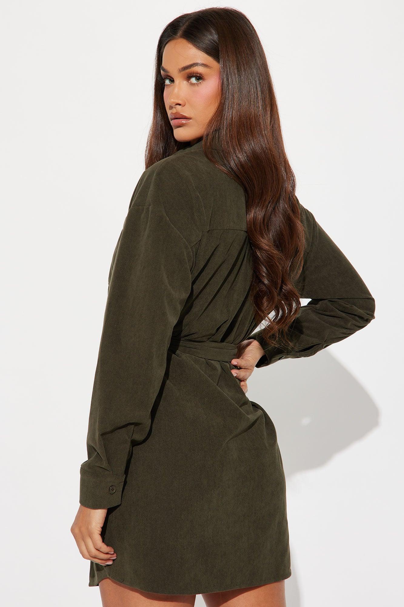 Lee Corduroy Mini Shirt Dress - Hunter Product Image