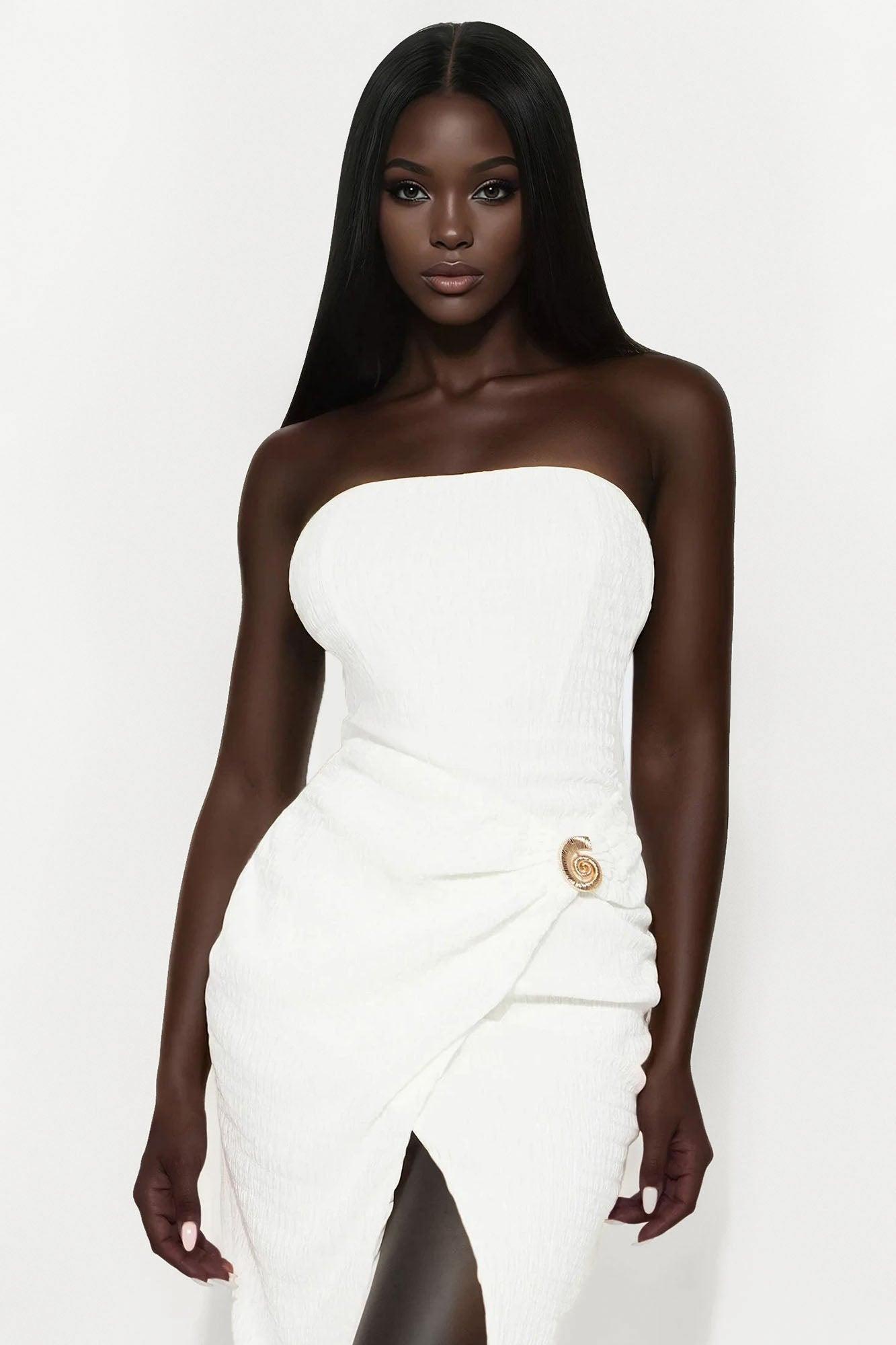 Alicia Textured Jacquard Maxi Dress - White Female Product Image