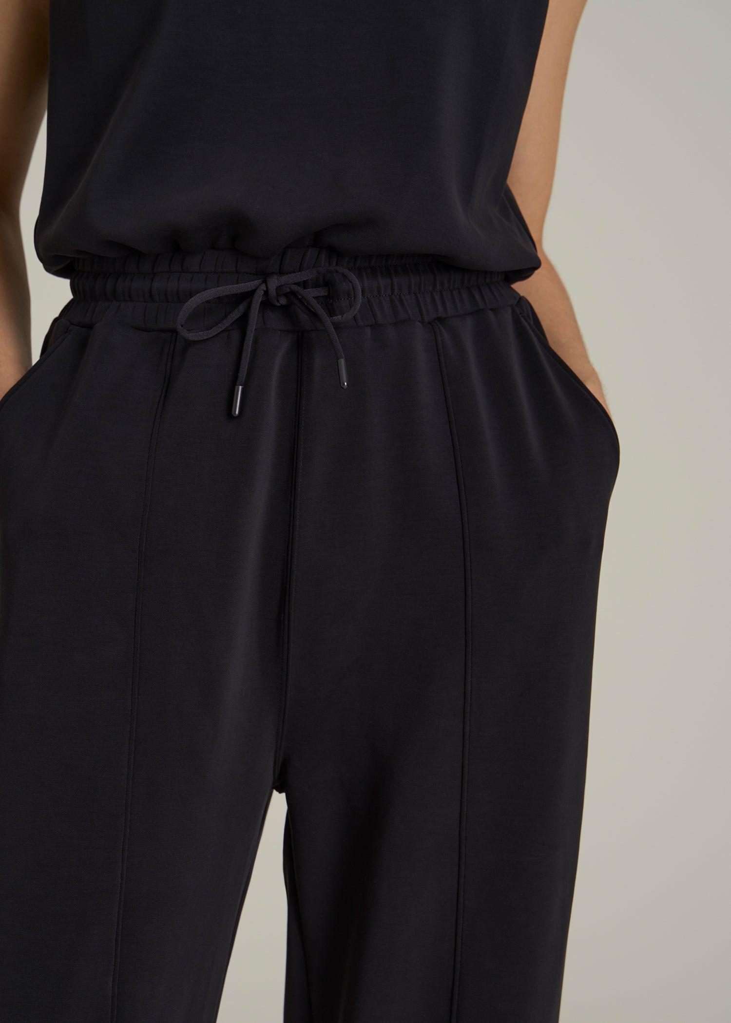 Soft Motion Sleeveless Sweatpant Jumpsuit for Tall Women in Black Female Product Image