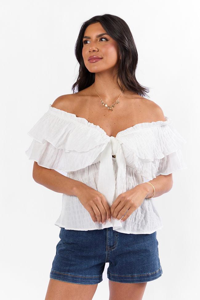 Ruffle It Up Ivory Textured Top FINAL SALE Product Image