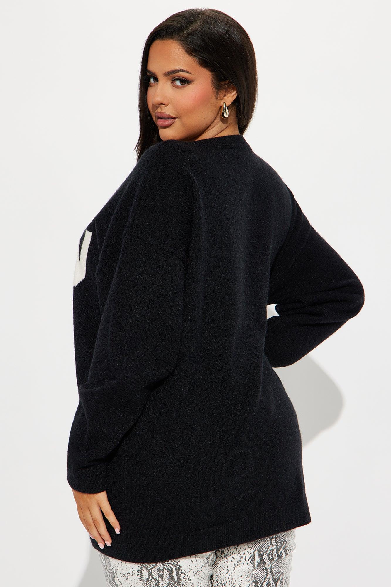 Snow Day Pullover Sweater - Black/White Product Image