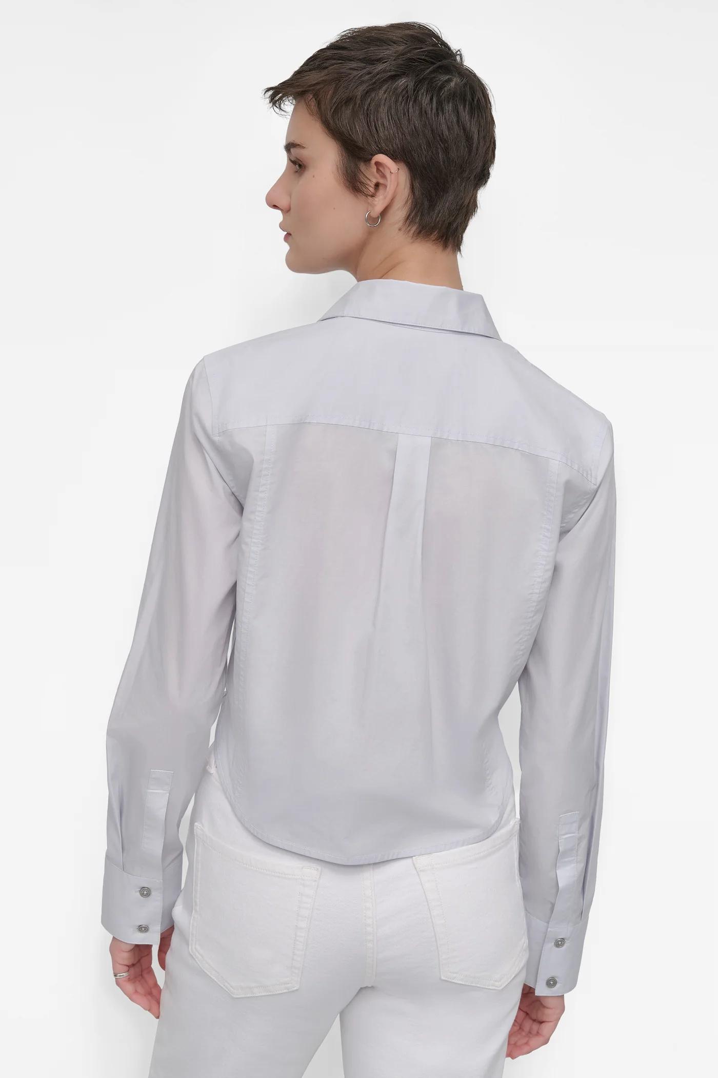 LONG SLEEVE POPLIN TOP WITH DOME STUDS Product Image