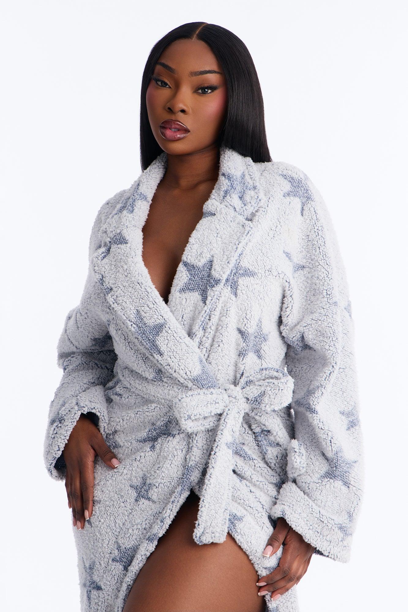 Starry Eyed Cozy Plush Robe - Light Blue Female Product Image