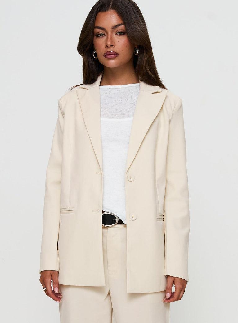 Crowd Pleaser Oversized Blazer Cream Product Image