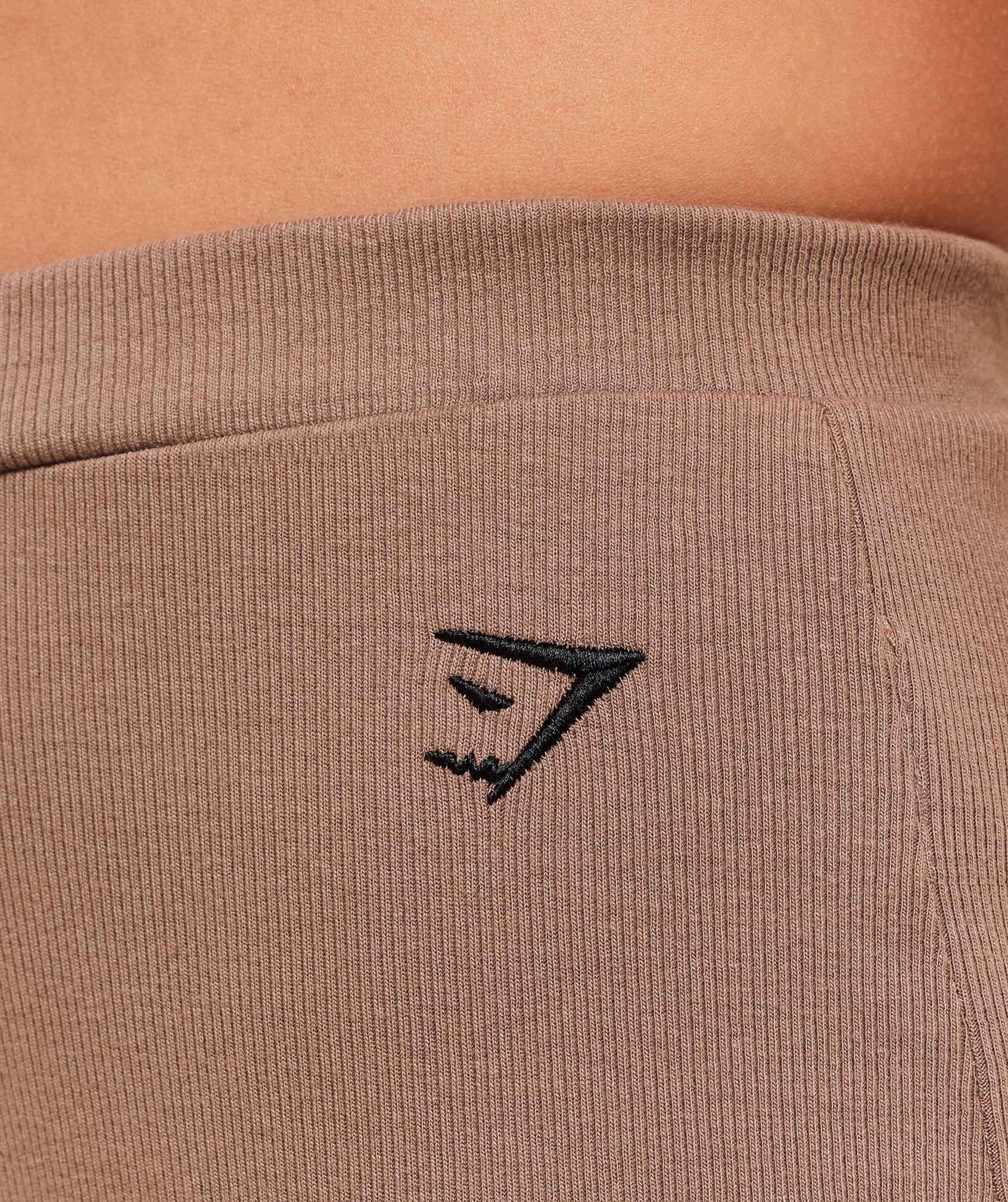 Gymshark Ribbed Cotton Straight Leg Pants - Mocha Mauve/Black Female Product Image