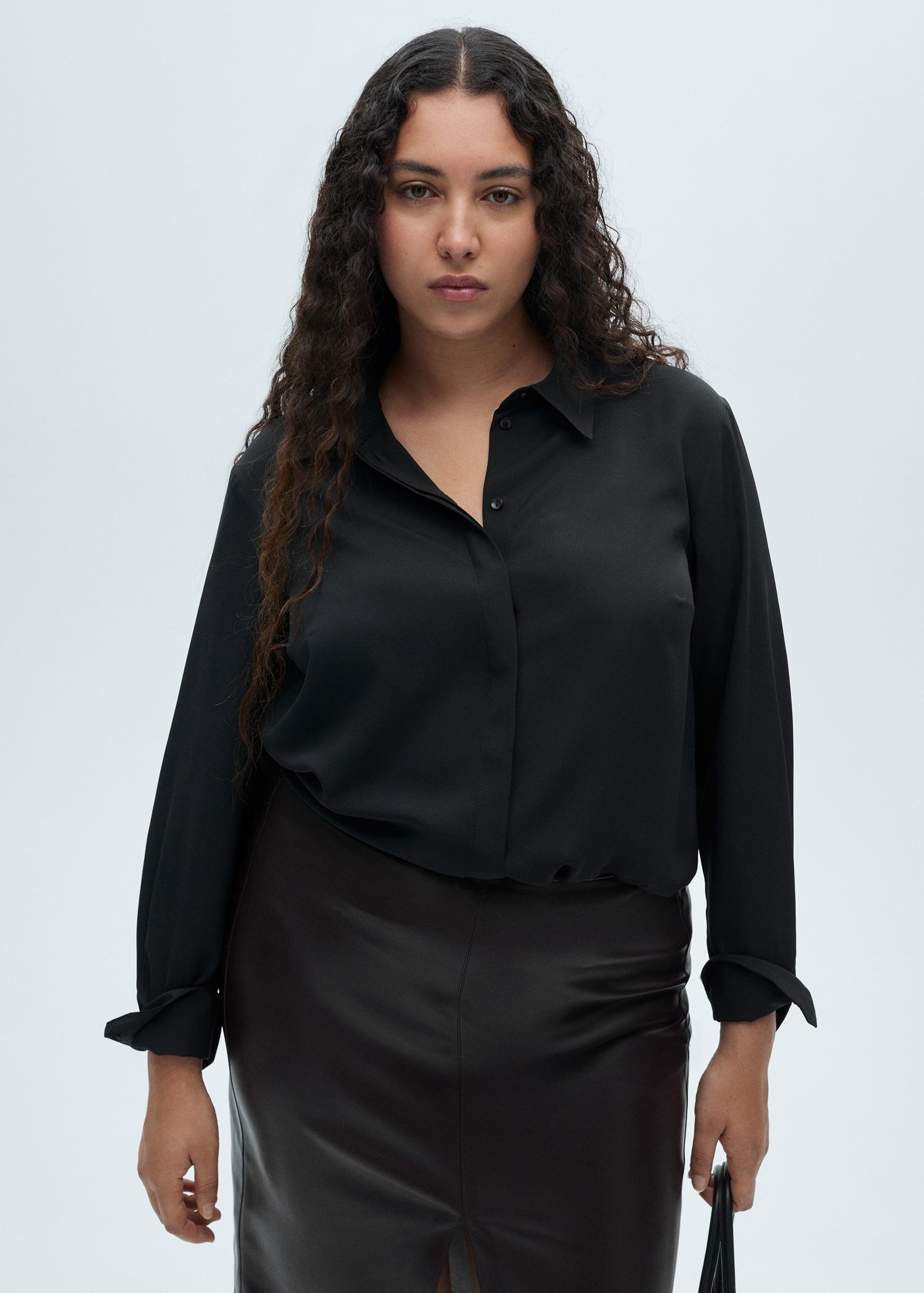 Fluid long-sleeved shirt - Women | MANGO USA Product Image