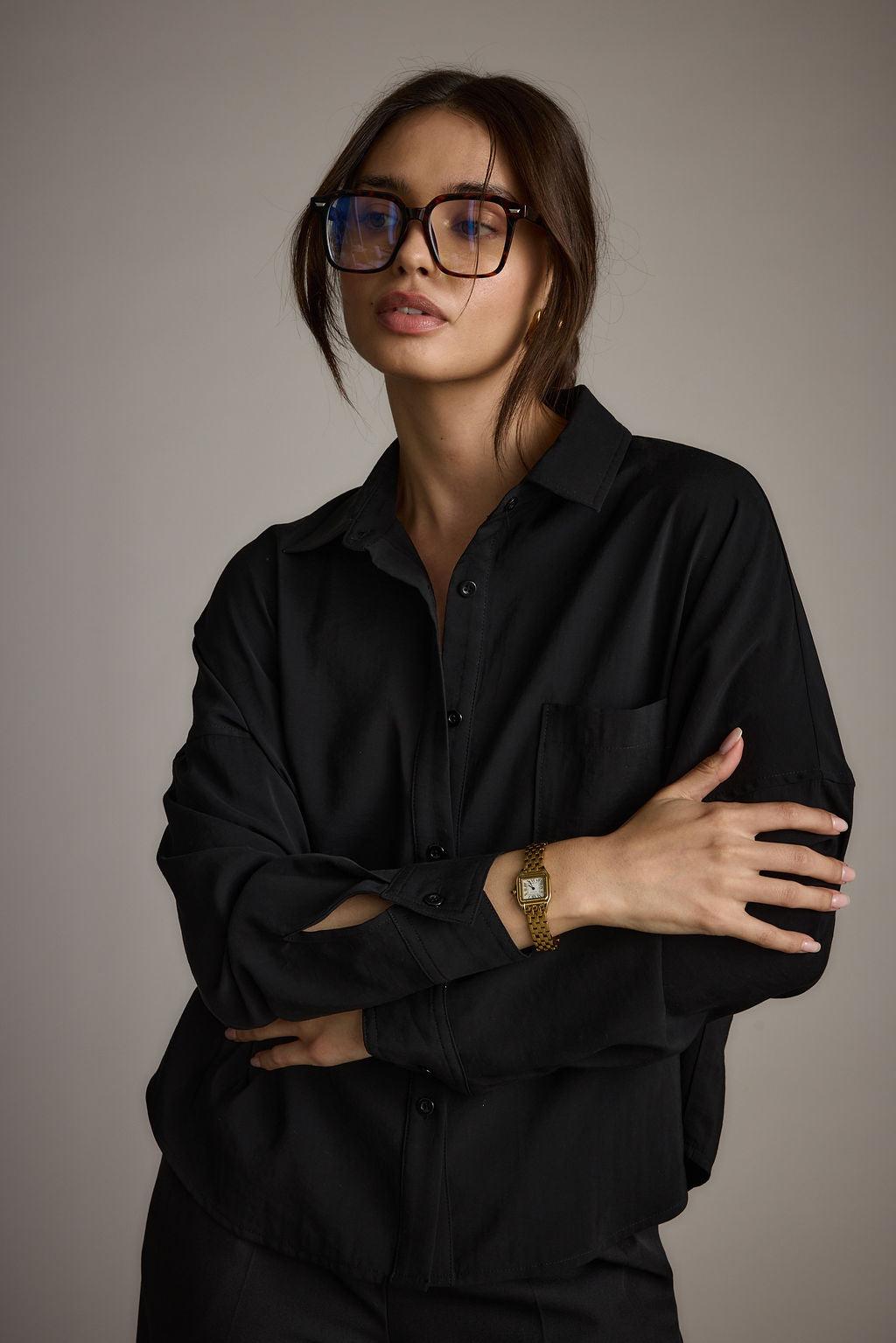 Gisele Black Poplin Button Down Product Image