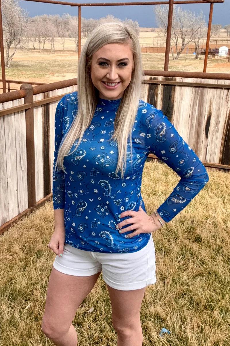 Sterling Kreek Bandana Babe Blue Mesh Top Product Image