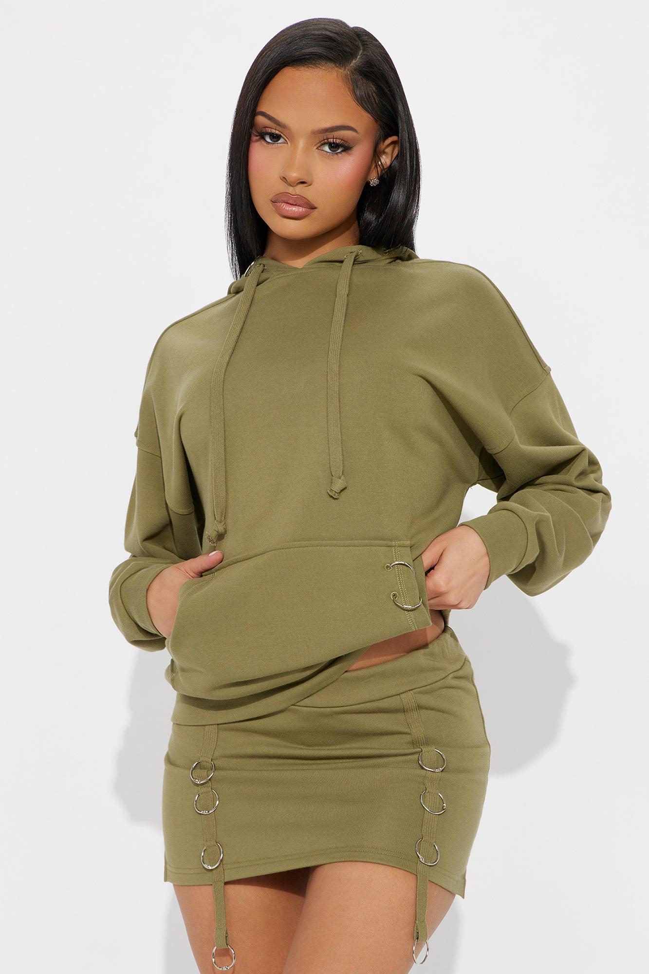 Meeks Fleece Skirt Set - Olive Product Image