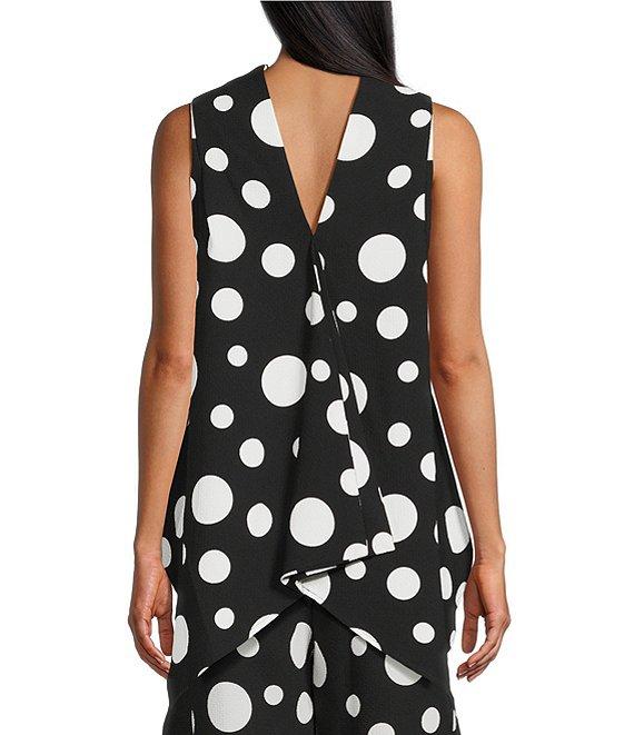 IC Collection Woven Dot Print Cowl Neck Sleeveless High-Low Coordinating Tank Top Product Image
