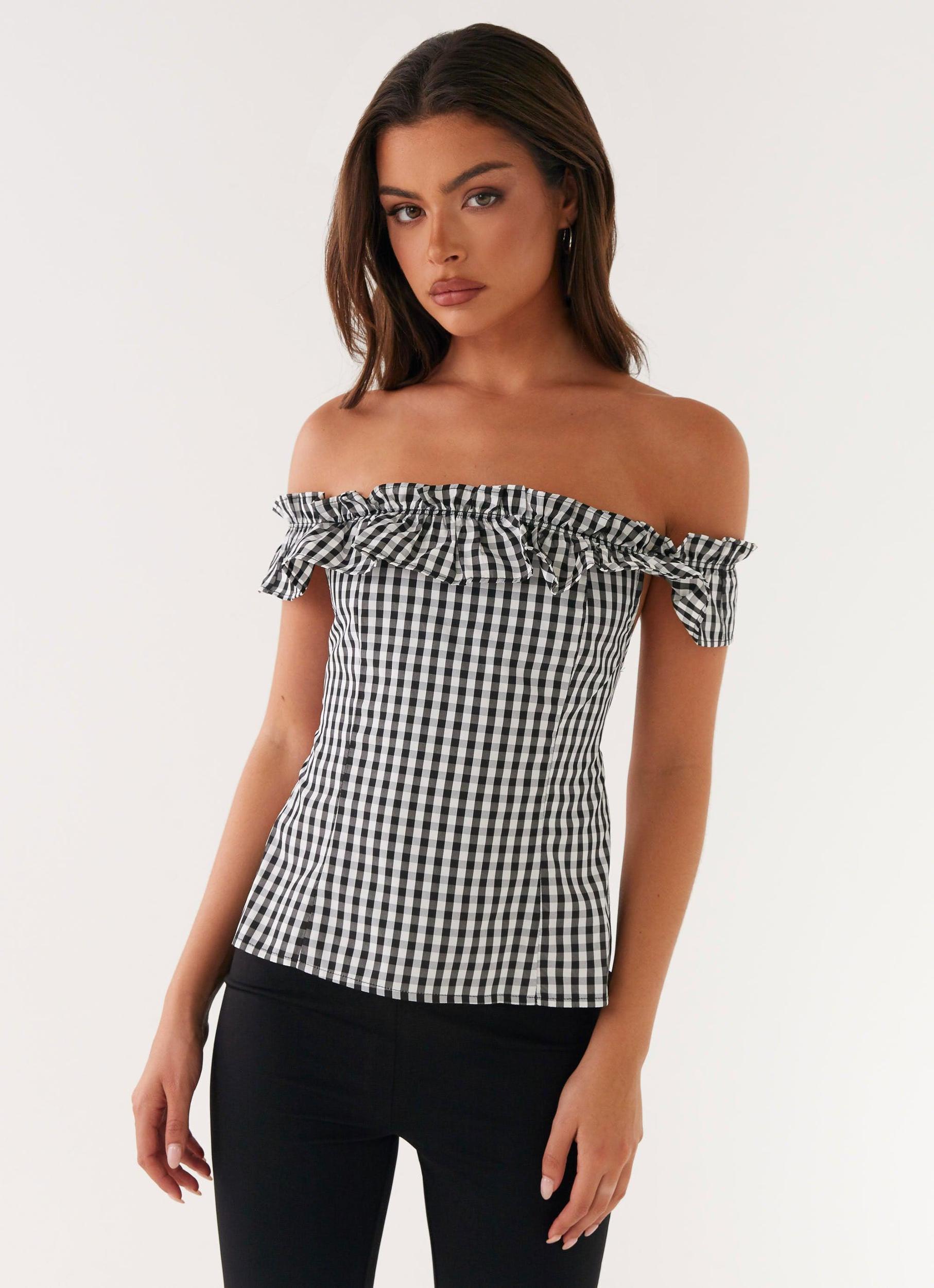 Gwyneth Top - Black Gingham Product Image