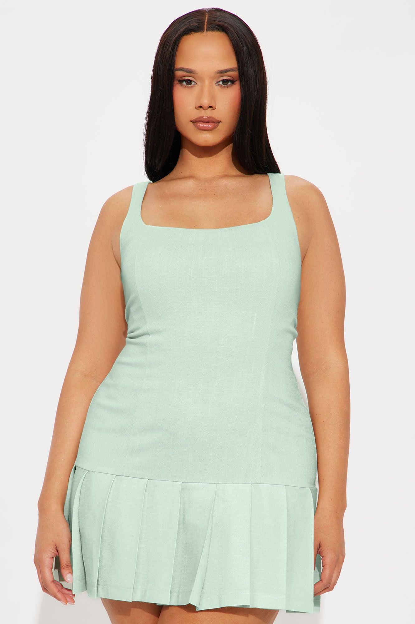 Cadence Stretch Linen Mini Dress - Sage Female Product Image