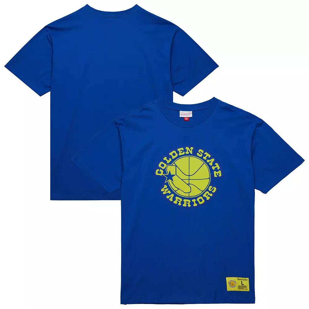 Men's Mitchell & Ness Royal Golden State Warriors Hardwood Classics Neon Nights Premium T-Shirt,  Product Image