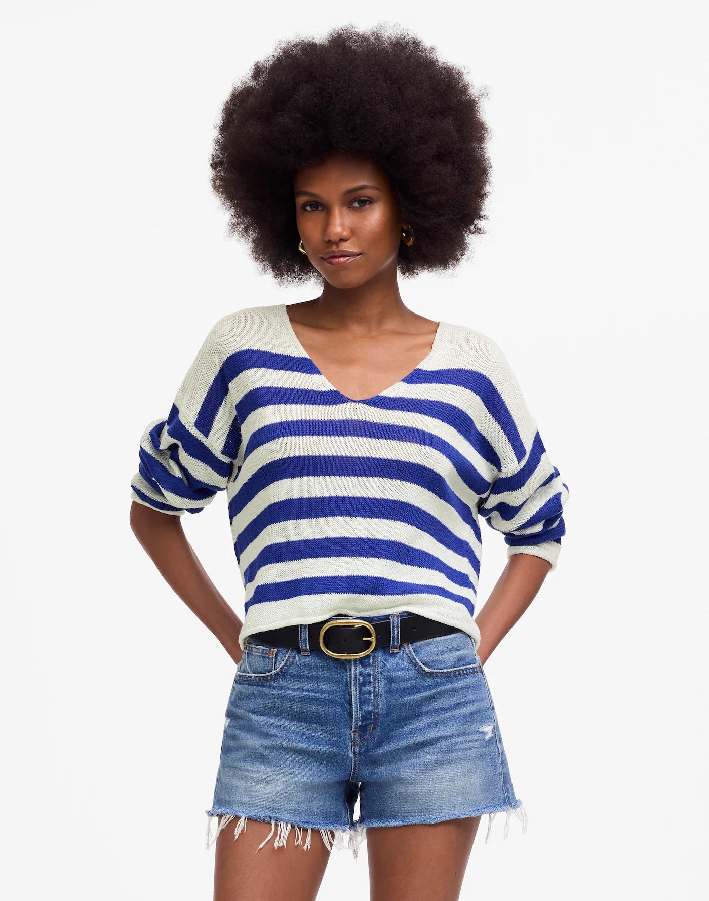 Linen V-Neck Sweater Product Image