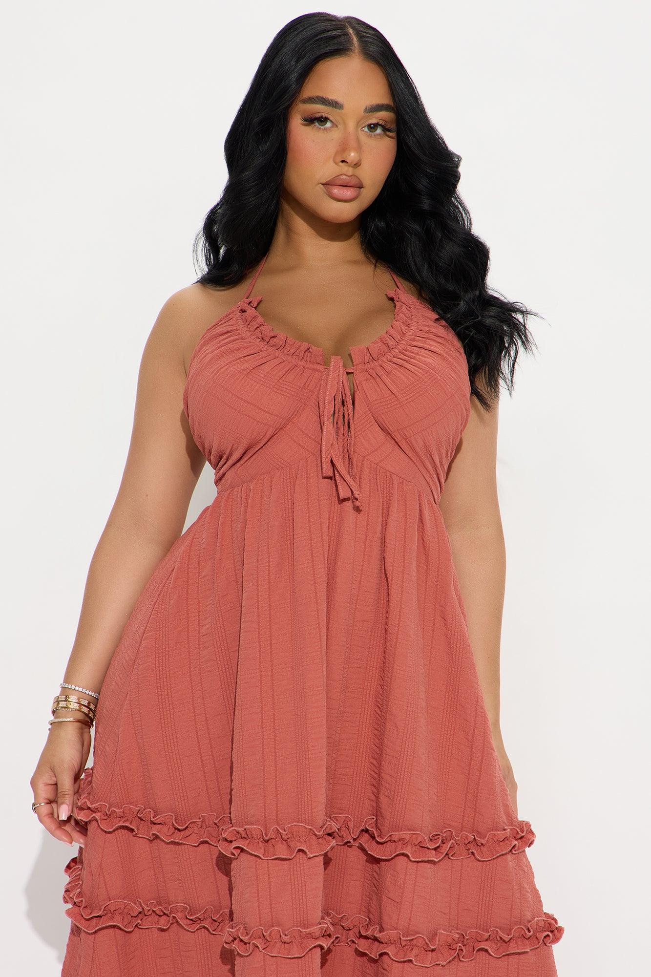 Alexandra Tie Back Maxi Dress - Marsala Product Image