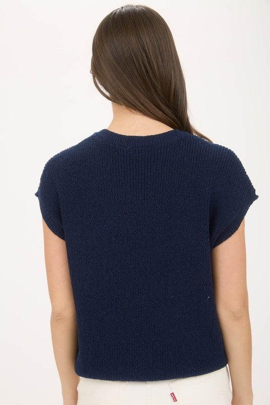 Navy Sweater Top Product Image