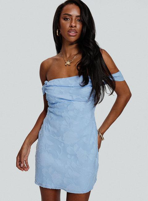 Zabbarra Off The Shoulder Mini Dress Blue Product Image