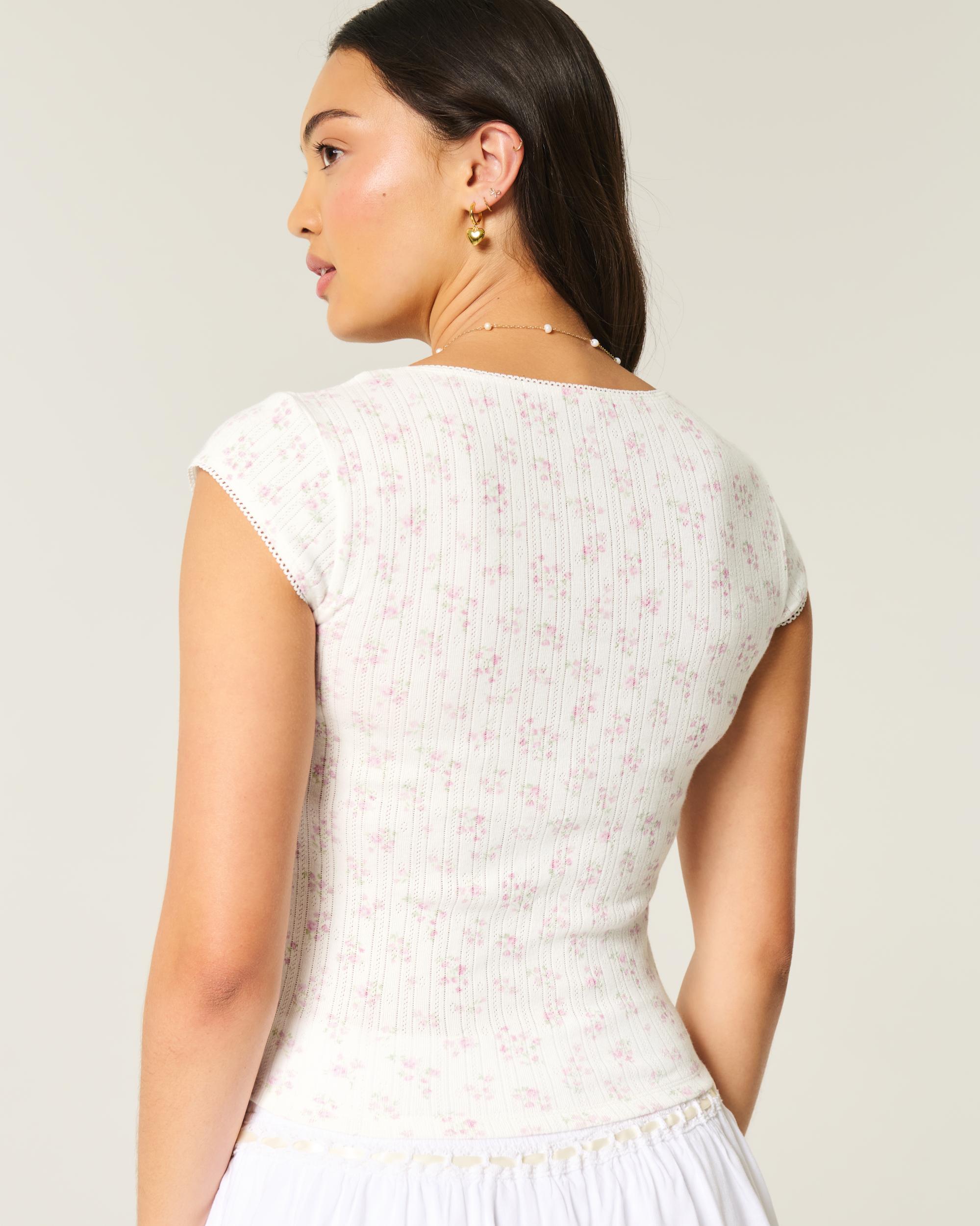 Pointelle Square-Neck Top Product Image