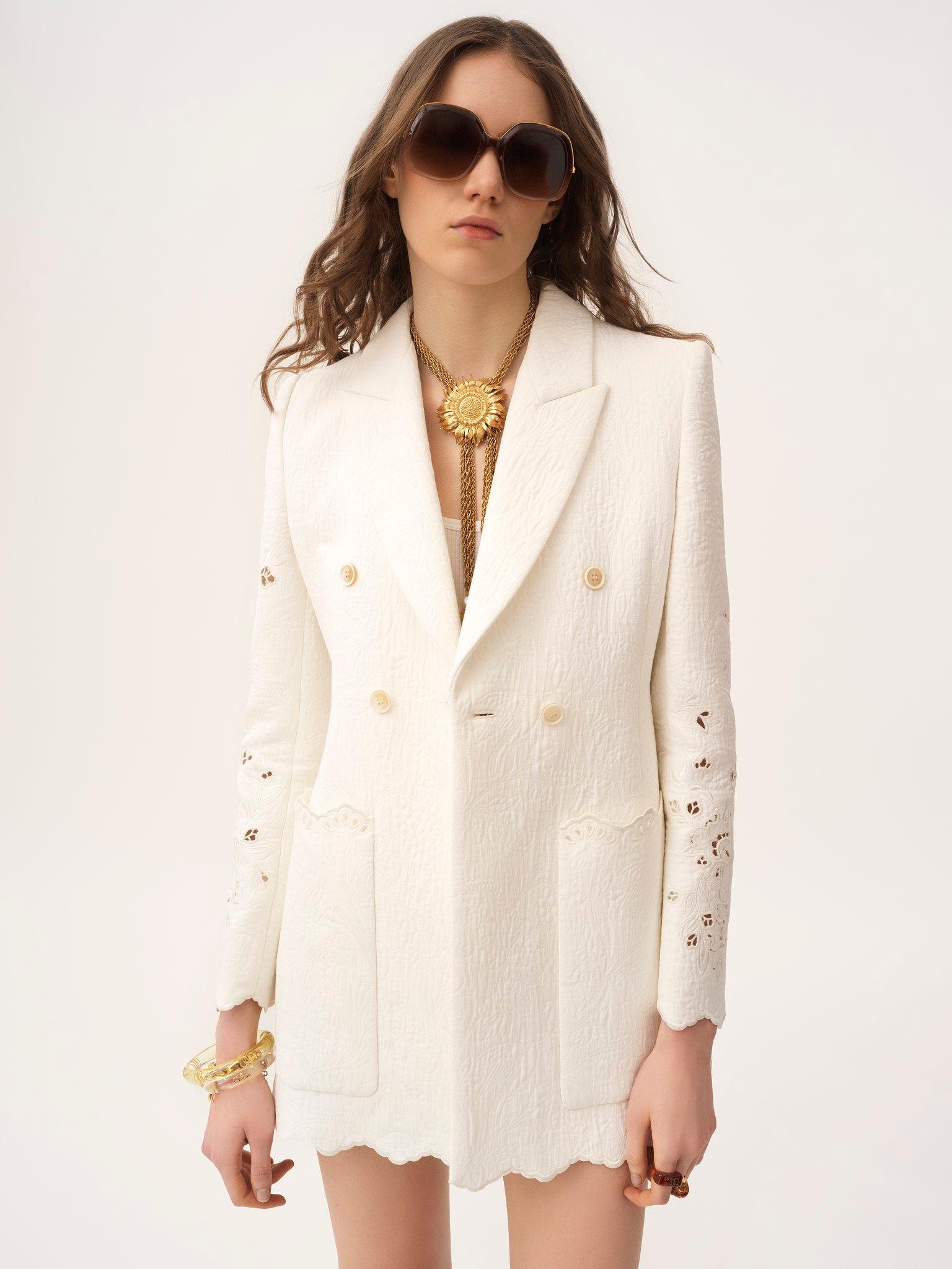 Double-breasted tailored jacket in a cotton mix Product Image