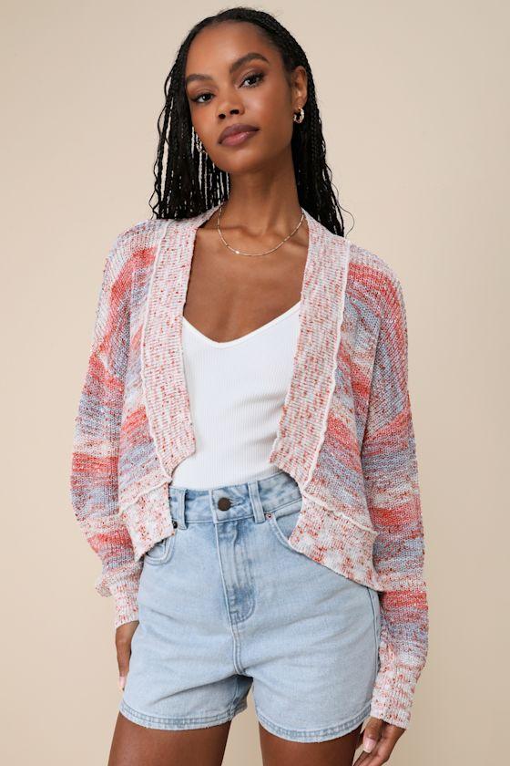 Uniquely Cozy Ivory Multi Slub Knit Cardigan Sweater Product Image