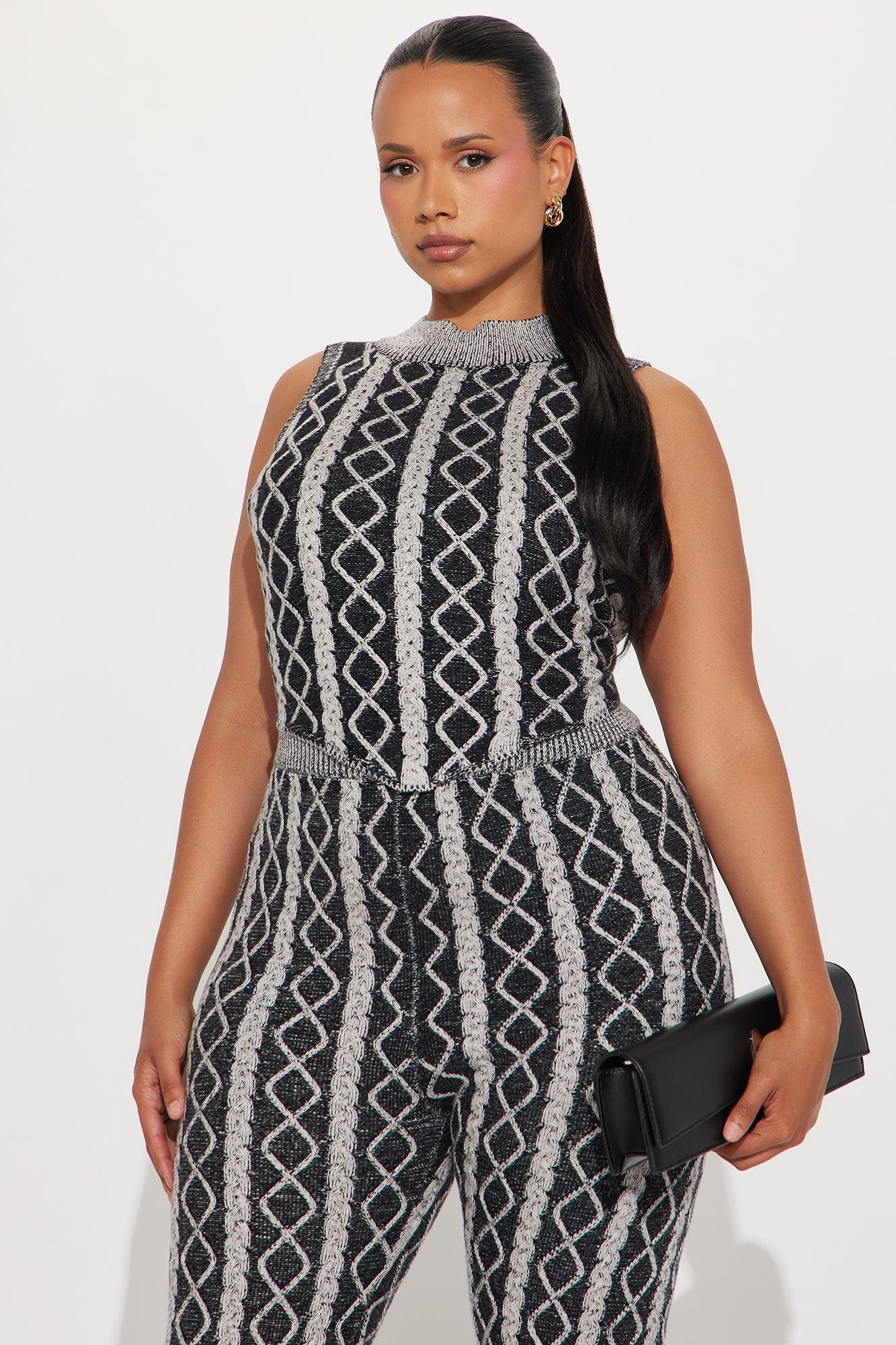 Jessica Sleeveless Sweater Pant Set - Black/combo Female Product Image