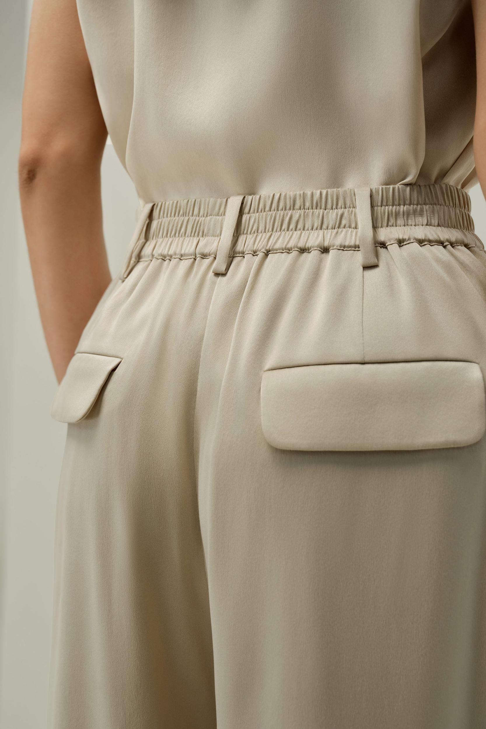 LILYSILK x Melissa Murrell Silk Suede Wide-Leg Pants Product Image