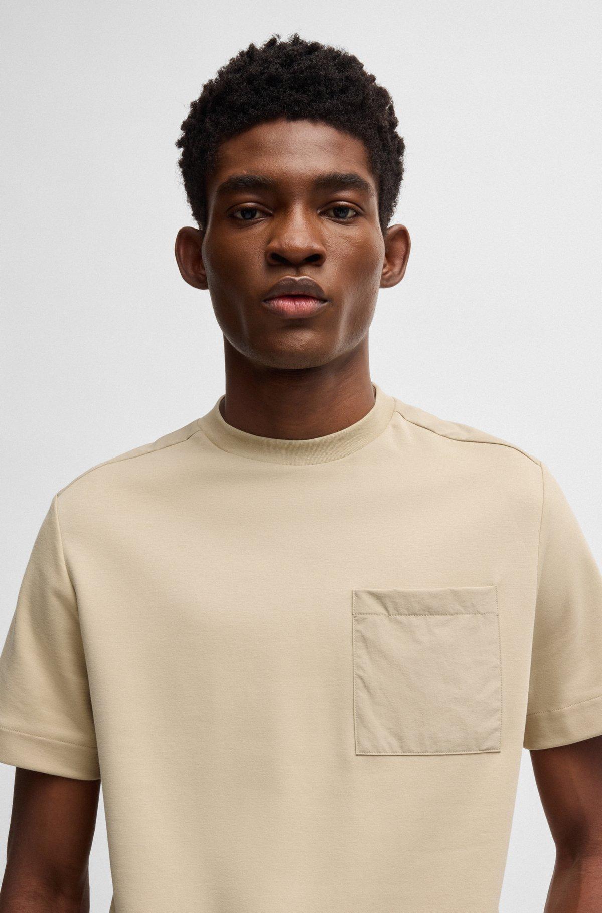 BOSS - T-shirt with tonal trims - Light Beige Product Image