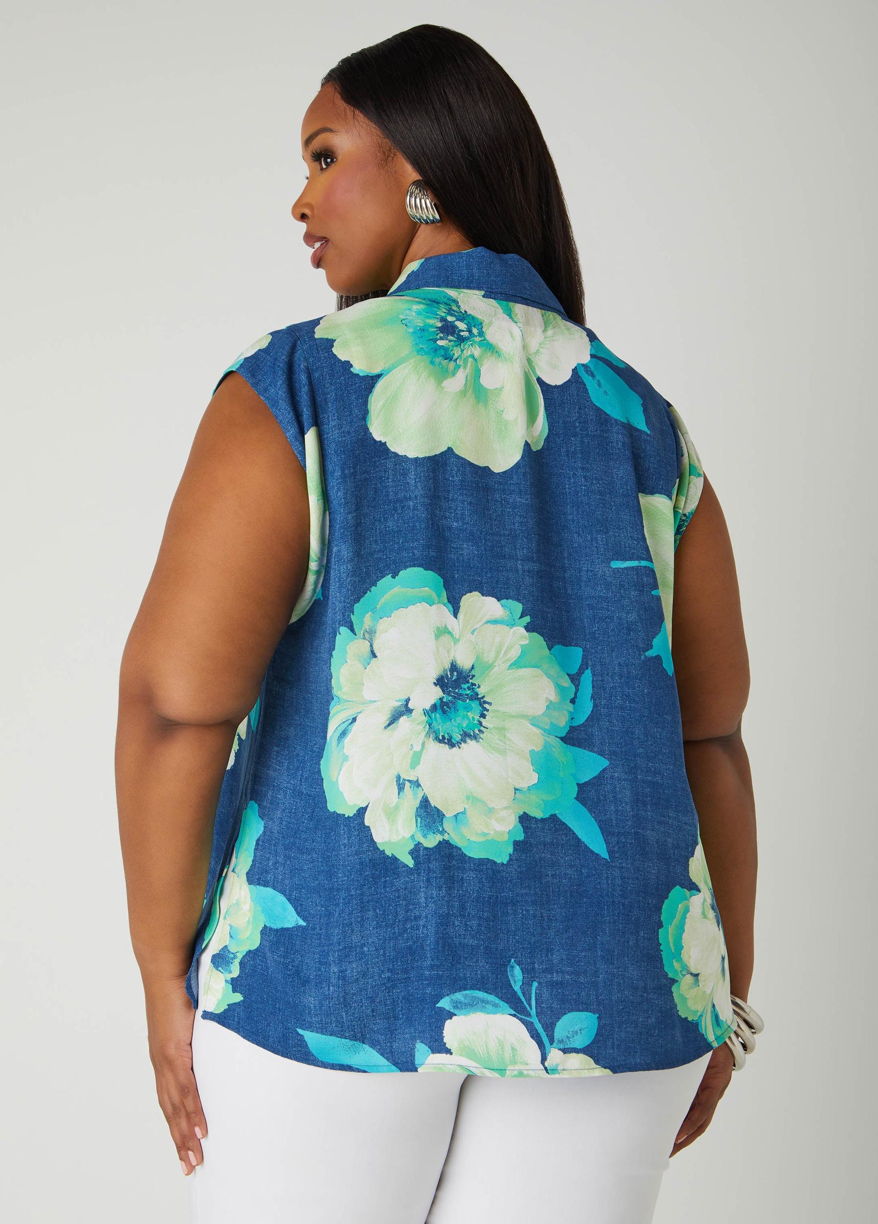 Floral Denim Print Shirt Product Image