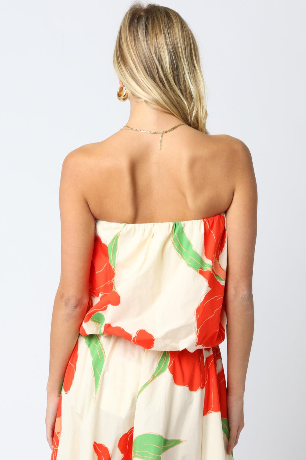 Floral Print Off the Shoulder Strapless Top Product Image