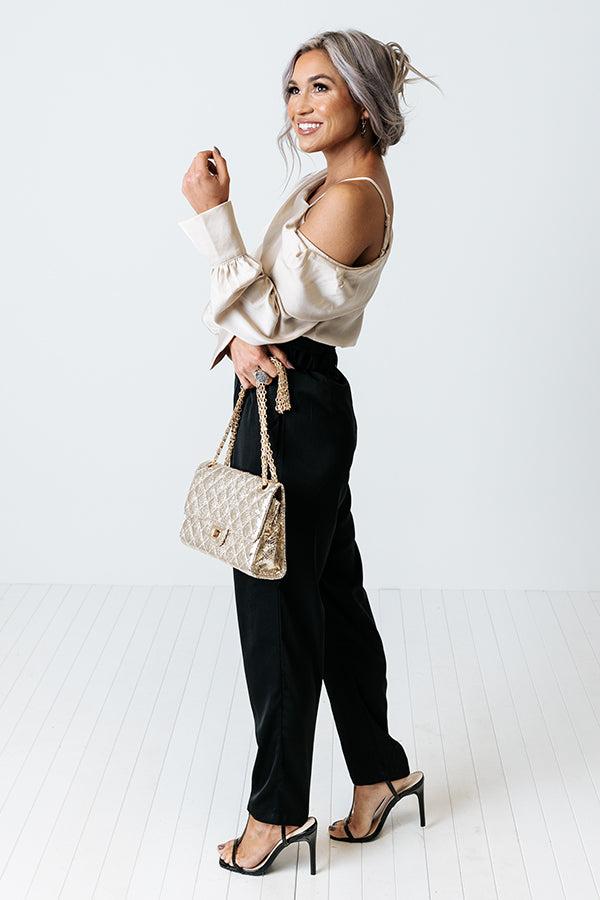 Defined Bliss Satin Pants In Black Product Image