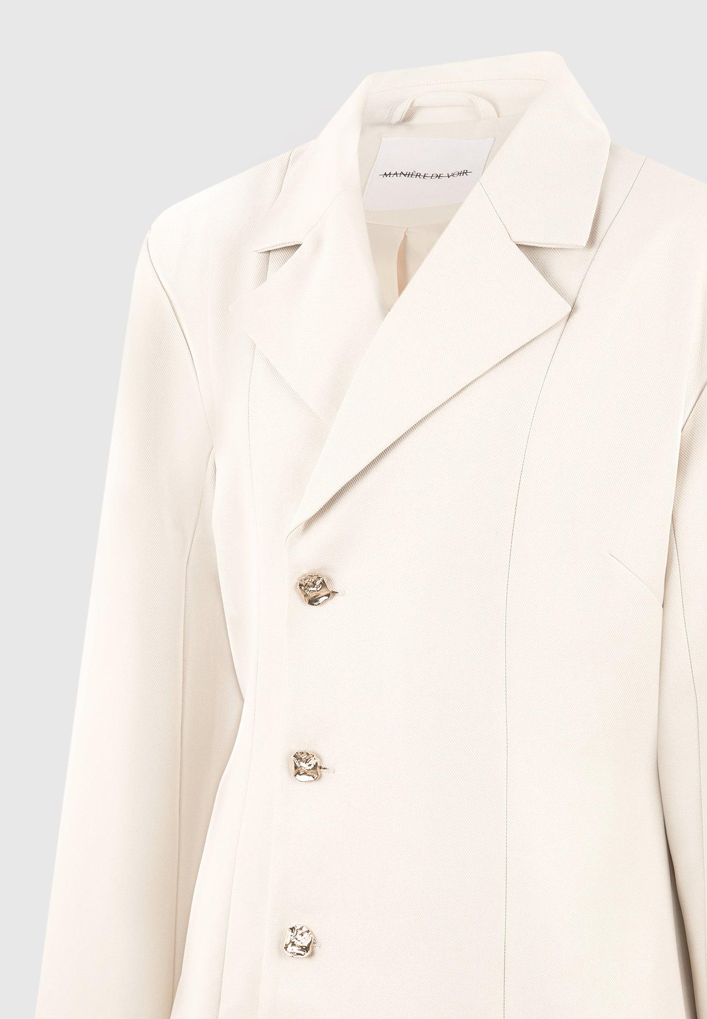 Nicole - Tailored Cinch Blazer Dress with Pleats - Beige Female Product Image