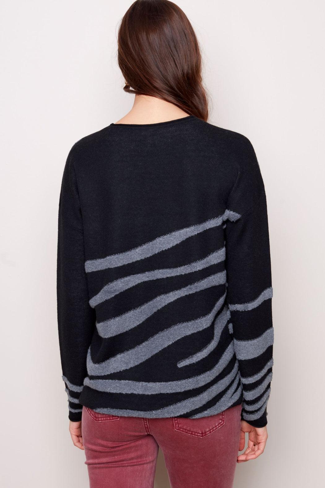 Crew Neck Zebra Sweater Product Image