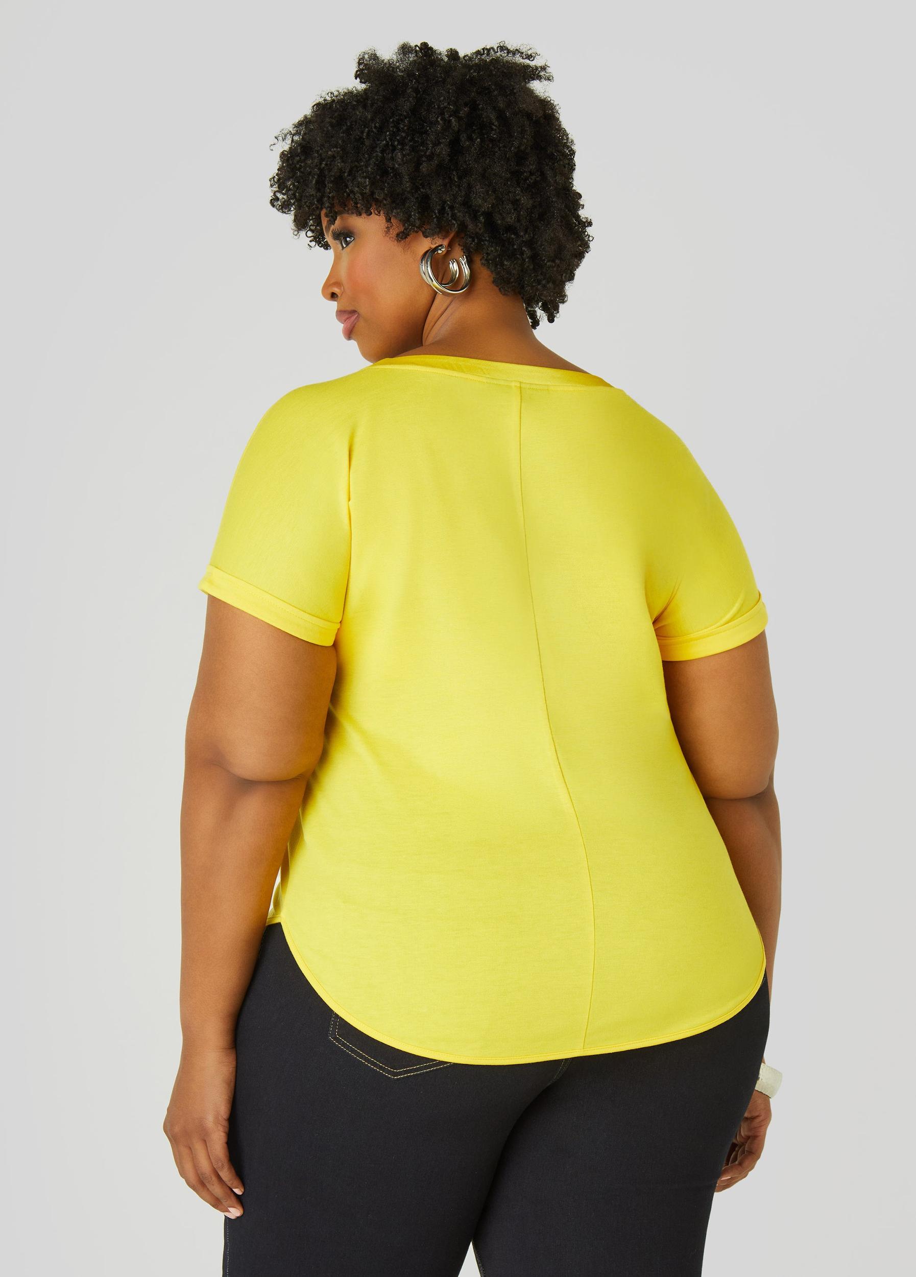 Plus Size Satin Trimmed French Terry Tee Ashley Stewart Product Image