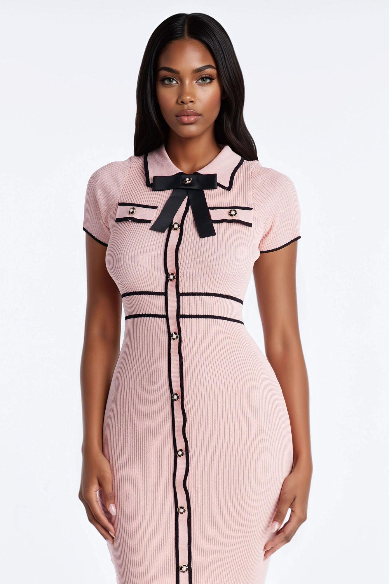 Zhadie Sweater Midi Dress - Pink/combo Female Product Image