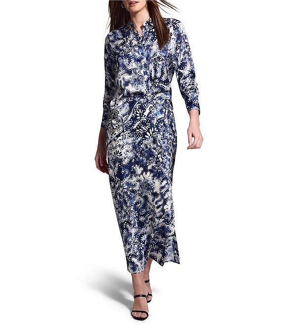 NIC + ZOE Twilight Blooms Stretch High Rise Silk Slip Skirt Product Image