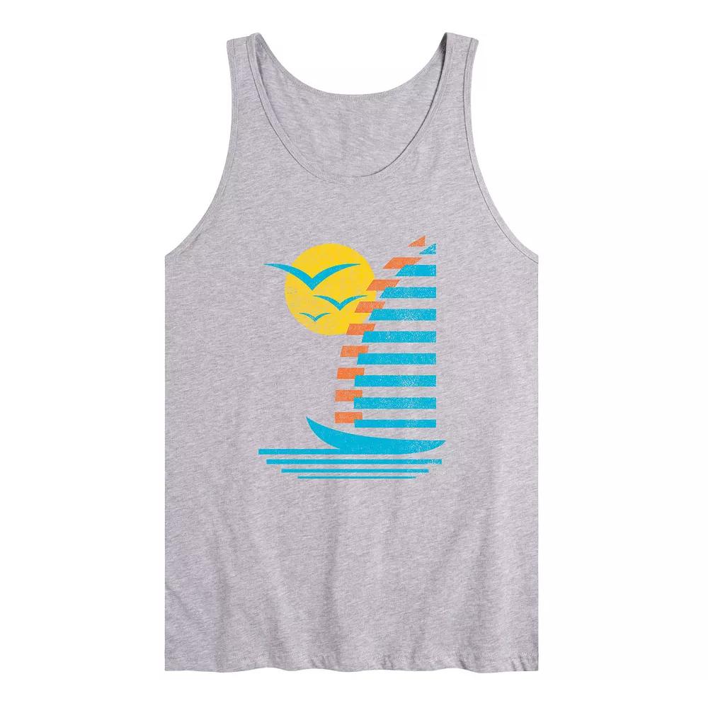 Men's Sailboats Gulls Retro Graphic Tank Top,  Product Image