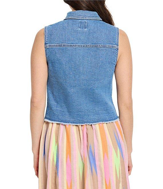 NIC + ZOE Essential Point Collar Sleeveless Denim Vest Product Image