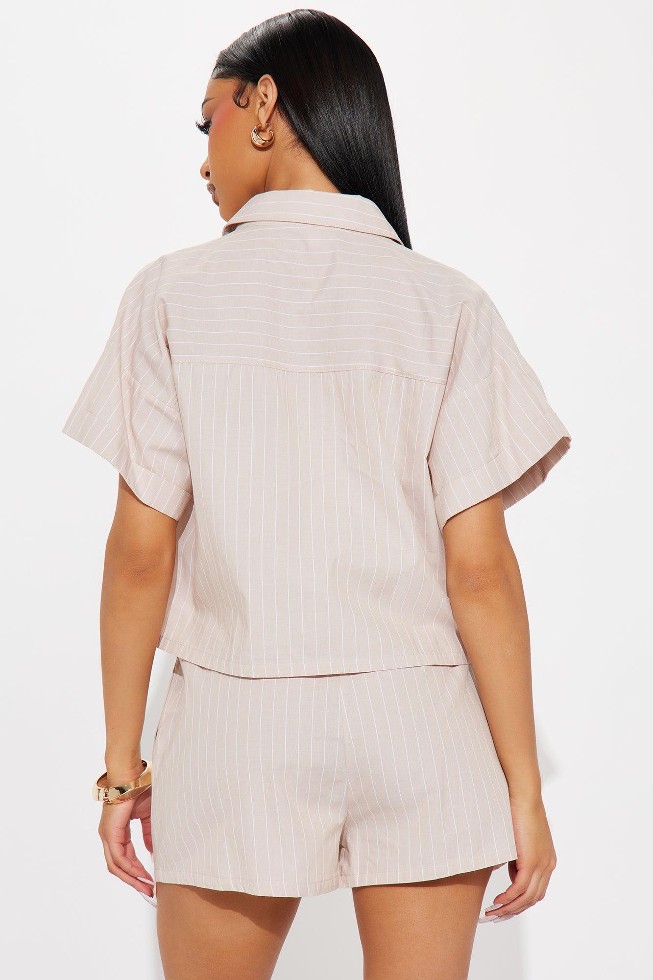 Taylor Pinstripe Boxer Short Set - Taupe/combo Product Image