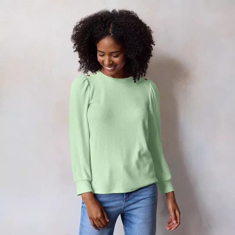 Women's LC Lauren Conrad High Cuff Crew Top, Size: Medium, Pink Whipe Product Image