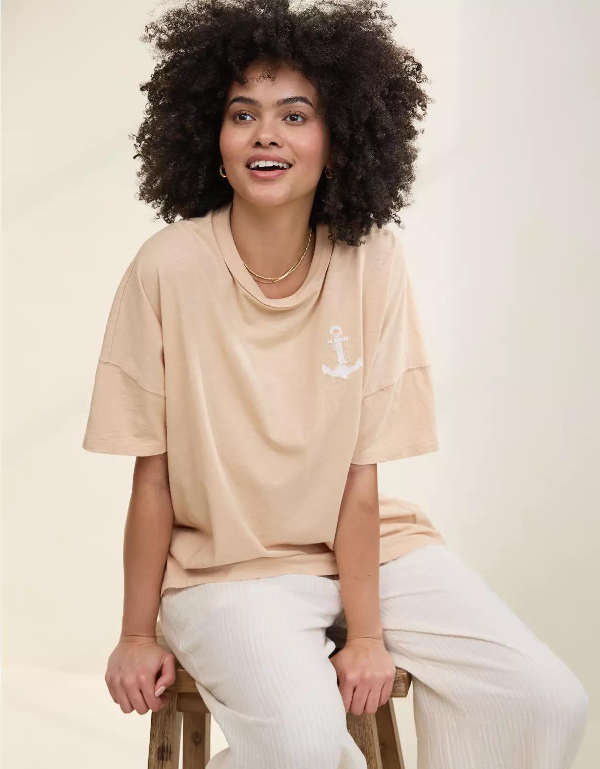 Aerie Oversized Crew Boyfriend T-Shirt Product Image