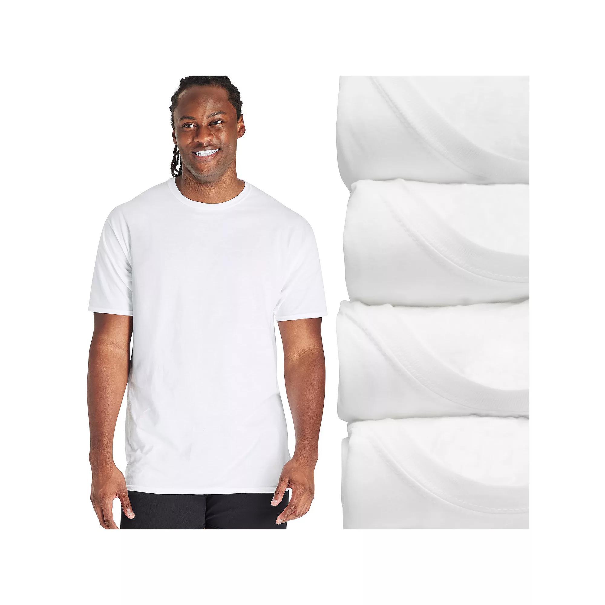 Big & Tall Hanes Ultimate 4-Pack Men's ComfortSoft White Crewneck Undershirt, Size: XL Tall, Assorted Product Image