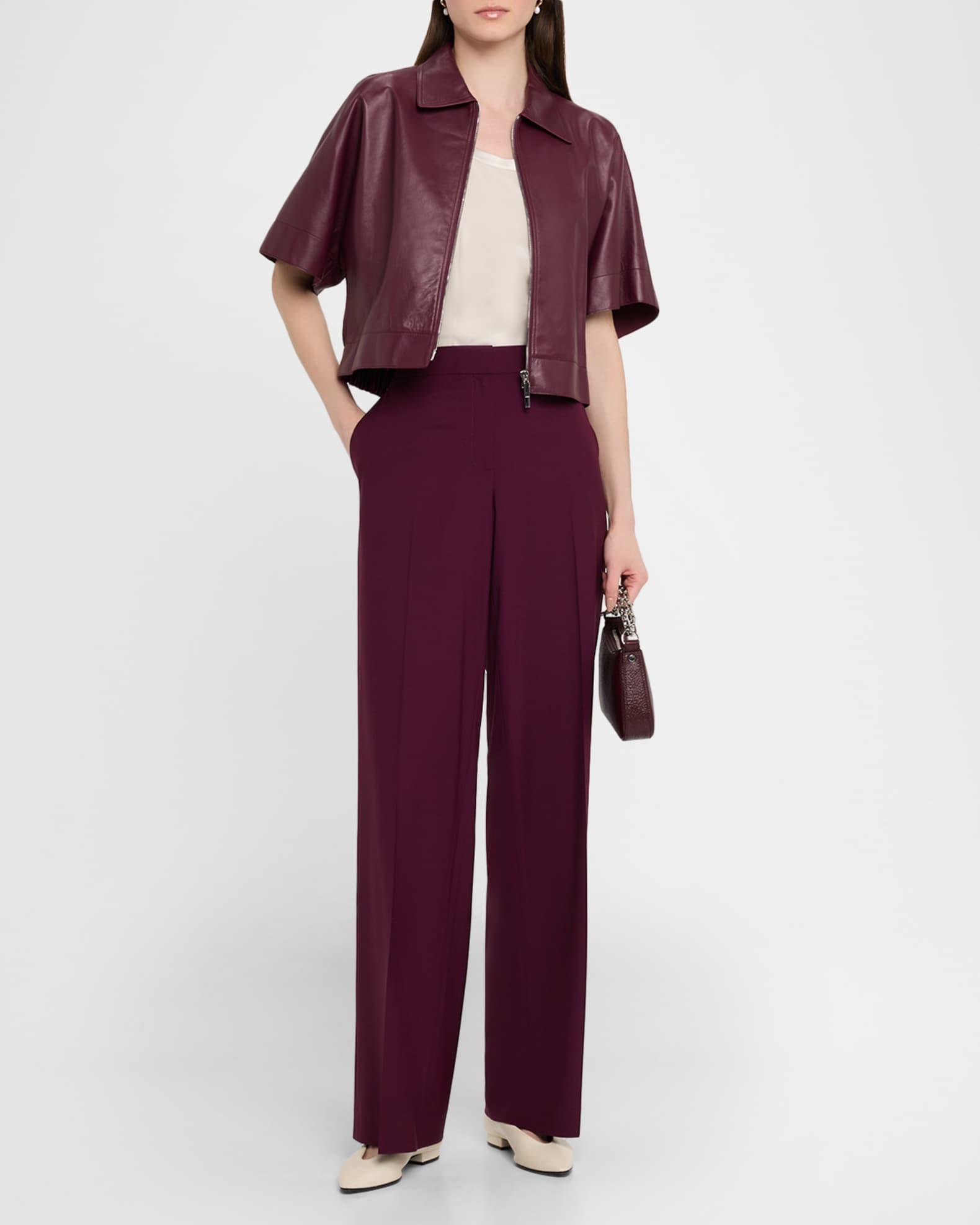 Cropped Short-Sleeve Leather Jacket Product Image