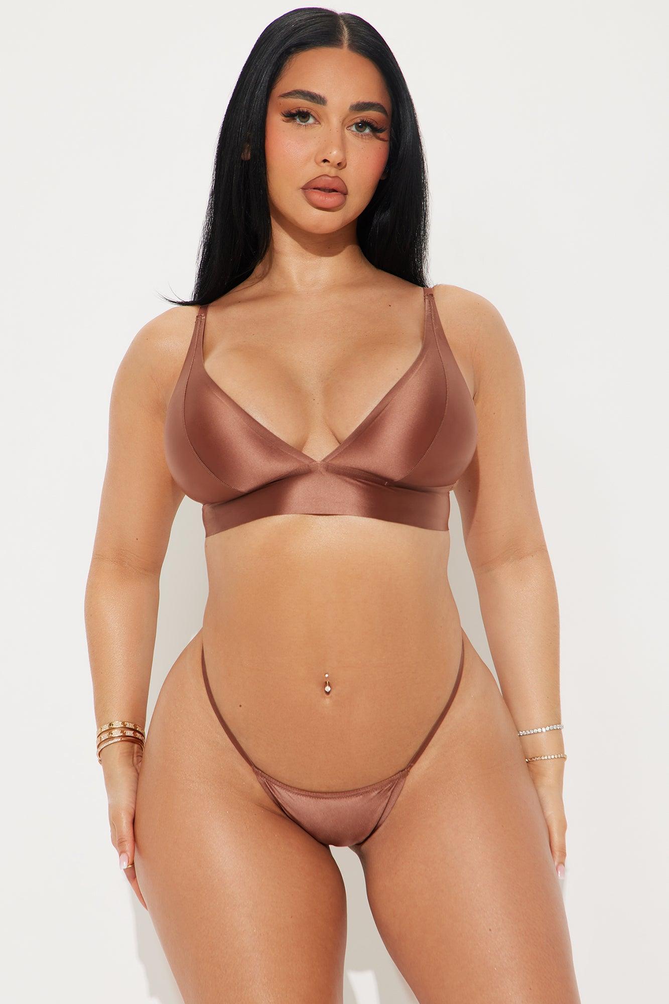 Too Smooth Satin Thong Panty - Mocha Product Image