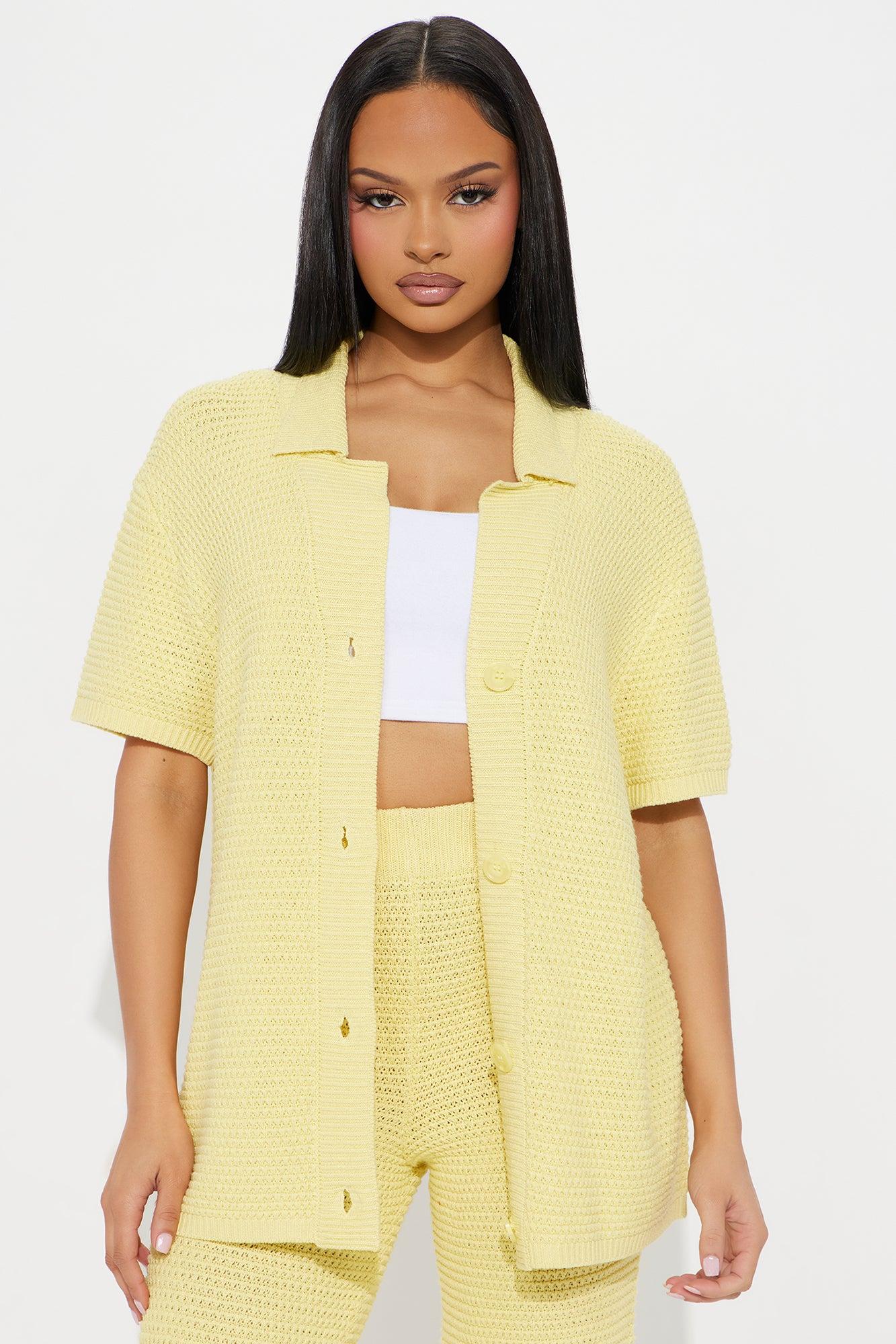 Calli Crochet Pant Set - Yellow Product Image