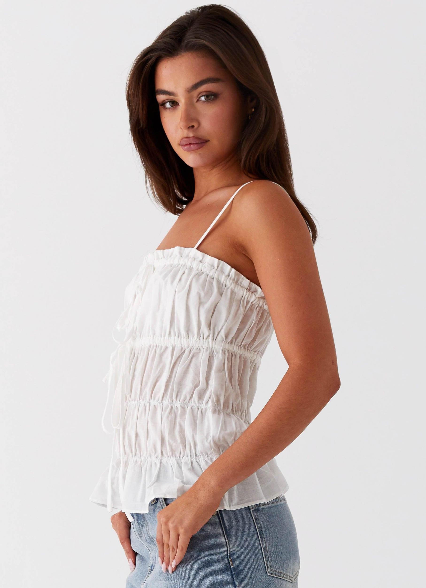 Novelle Ruched Top - White Product Image
