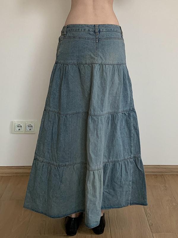 Low-Waisted Old-Fashioned Holiday Style Maxi Skirt Product Image