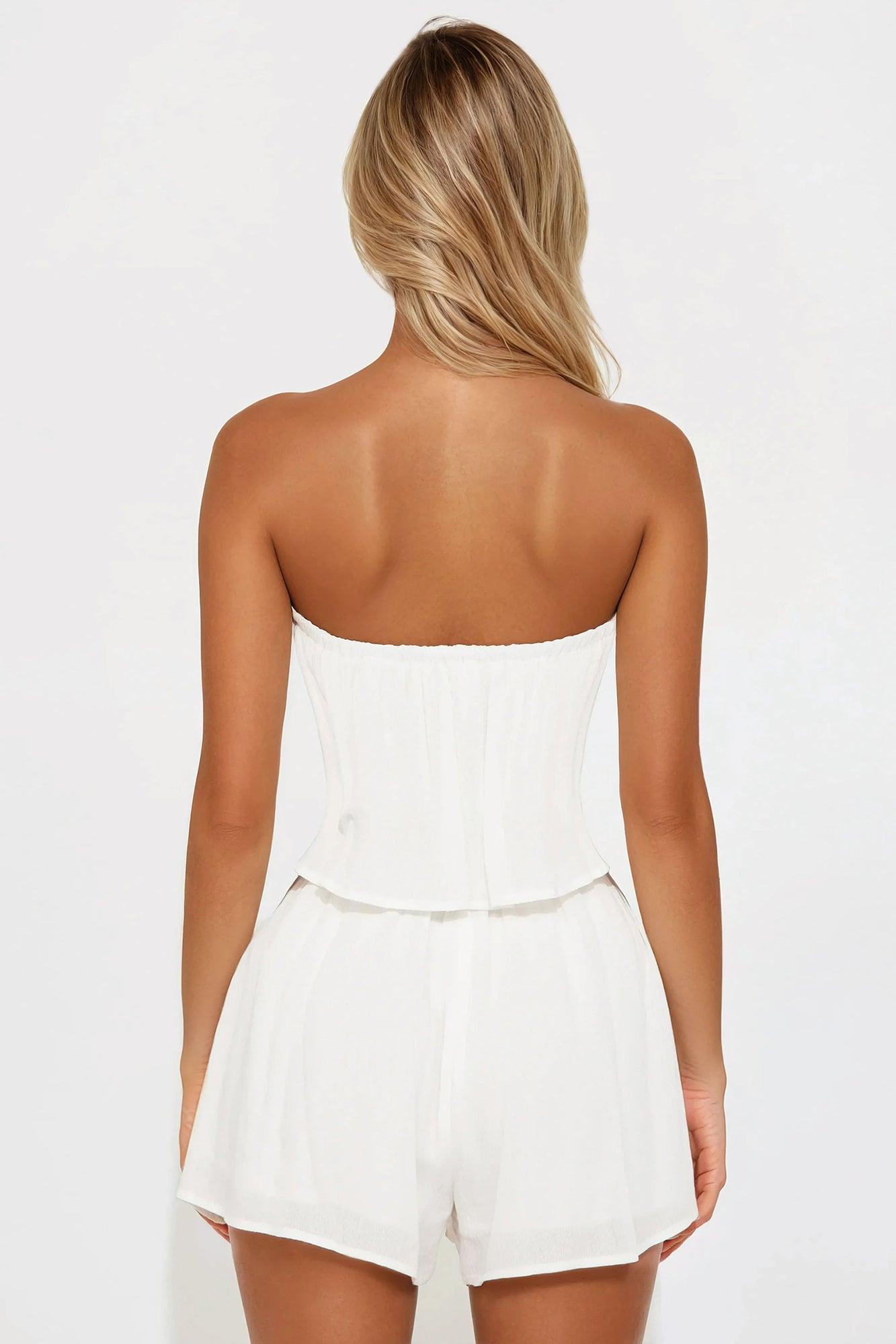 Rosalinda Strapless Romper - White Product Image