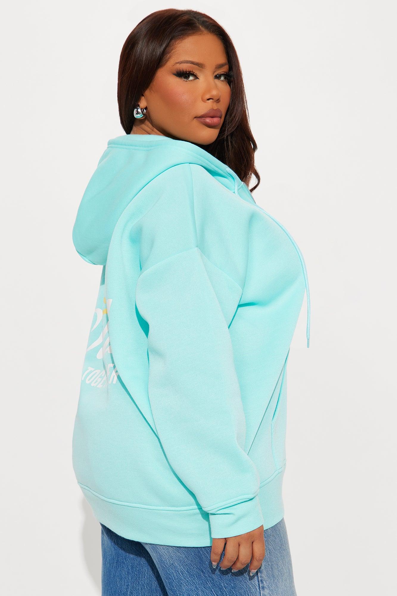 Summer Sunsets Zip Up Hoodie - Turquoise Product Image